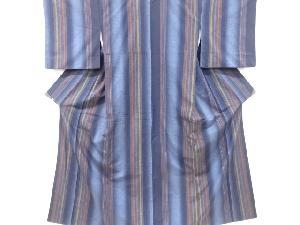 縞模様織り出し手織り紬着物